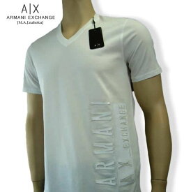 9519-24新品★アルマーニエクスチェンジ ARMANI EXCHANGE★縦ロゴVネックTシャツ3129★白★MENS★メンズ