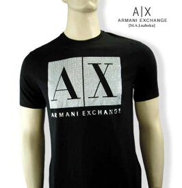 9562-4新品★アルマーニエクスチェンジ ARMANI EXCHANGE★ラインストーンロゴTシャツ3141★黒★MENS★メンズ