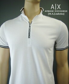 8822-9新品★アルマーニエクスチェンジ ARMANI EXCHANGE★ロゴジップポロシャツ3032★白★MENS★