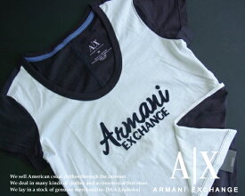 5373-4新品★アルマーニエクスチェンジ ARMANI EXCHANGE★A|X半袖刺繍ロゴカットソー★白系黒★WOMENS★