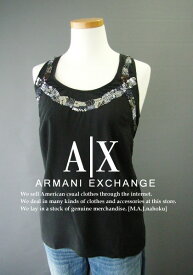 6216新品★アルマーニエクスチェンジ ARMANI EXCHANGE★A|Xシルク100ノースリカットソー★黒★XS★WOMENS★