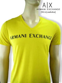 7989新品★アルマーニエクスチェンジ ARMANI EXCHANGE★デザインロゴVネックTシャツ2909★イエロー★M★MENS★