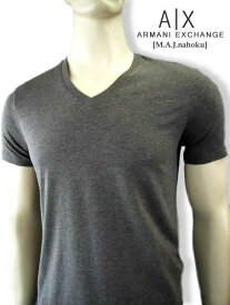 8012-8新品★アルマーニエクスチェンジ ARMANI EXCHANGE★裾ロゴVネックTシャツ2920★茶系★MENS★