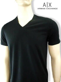 8130-3新品★アルマーニエクスチェンジ ARMANI EXCHANGE★胸ロゴVネックTシャツ2863★黒★MENS★メンズ