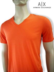 8168新品★アルマーニエクスチェンジ ARMANI EXCHANGE★裾ロゴVネックTシャツ2868★オレンジ★L★MENS★メンズ