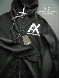 8550-62新品★アルマーニエクスチェンジ ARMANI EXCHANGE★胸ロゴ前開ダブルジップパーカジャケット3105★黒★MENS★