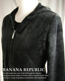 838-9新品★バナナリパブリック BANANA REPUBLIC★前開ジップ別珍パーカー★黒★WOMENS