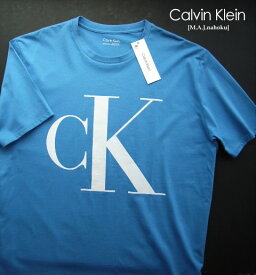 423新品★カルバン クライン　Calvin Klein★ロゴTシャツ3303★水色ロゴ白★XXL★MENS