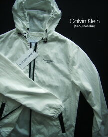328-41新品★カルバン クライン　Calvin Klein★ナイロンジップジャケット3201★白★MENS