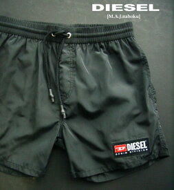 8006-8新品★ディーゼル　DIESEL★ロゴパッチ水着短パンJ174★黒★MENS★