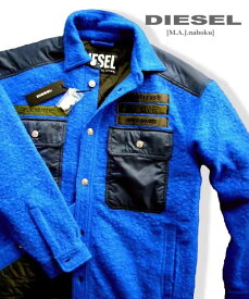8401新品★ディーゼル　DIESEL★デザインウールシャツ型ジャケットK195★青紺★M★MENS★