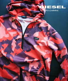 8634新品★ディーゼル　DIESEL★胸ロゴ迷彩ジップジャケットJ244★赤系★S★MENS★