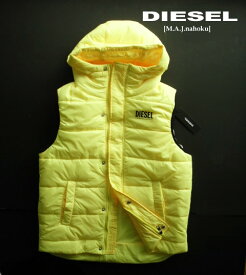 8654訳有・新品★ディーゼル　DIESEL★中綿ベストジャケットK255★蛍光黄色★MENS：XS/S相当