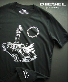 7711-3新品★ディーゼル　DIESEL★デザインアートTシャツ3020★黒★MENS★