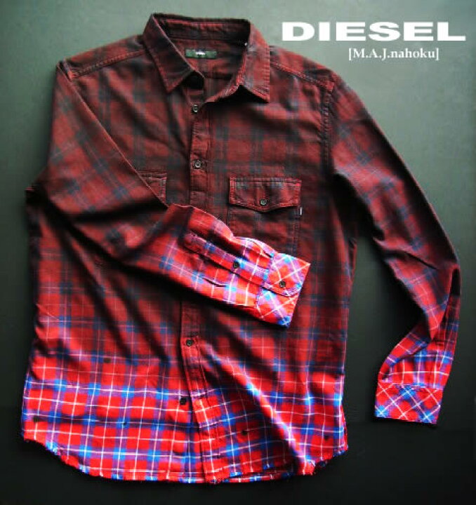 楽天市場】7972-4新品☆ディーゼル DIESEL☆胸ロゴグラデチェック 