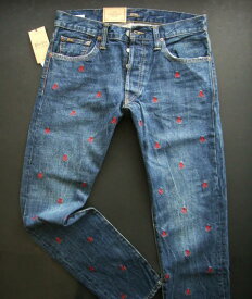 1961-2新品★ラルフローレン RALPH LAUREN ★ヴィンテージスカル刺繍デニム SULLIVAN SLIM J319★MENS