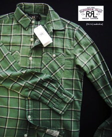 1798新品★ラルフローレン RALPH LAUREN★RRLダブルアールエル ヴィンテージ麻チェックシャツJ232★緑系★S★MENS★