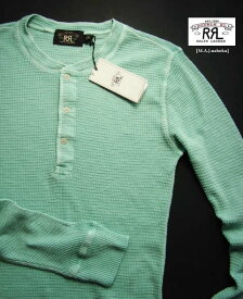 1912-4新品★ラルフローレン RALPH LAUREN★RRLダブルアールエル ヘンリーワッフルロンT J296★ライトグリーン系★MENS★