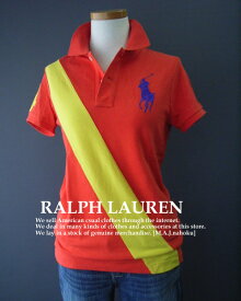 1262-3新品★ラルフローレン RALPH LAUREN★BIG胸ロゴポロシャツ★オレンジ系★WOMENS★