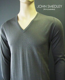 792新品★JOHN SMEDLEY ジョンスメドレー★長袖Vネックニット★グレー系★M★MENS★