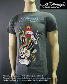 2144-6新品★エド・ハーディー ED HARDY★デザインTシャツ★グレー★MENS