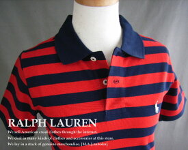 2118-9新品★ラルフローレン RALPH LAUREN★胸ロゴボーダポロシャツ★赤紺★WOMENS