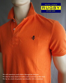 2045新品★ラルフローレン RALPH LAUREN★RUGBY ヴィンテージスカルポロシャツ★オレンジ★M★MENS★