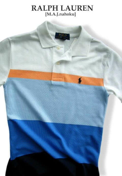 楽天市場 3545新品 ラルフローレン Ralph Lauren グラデーションポロシャツ2813 青水色白 Womens Xs相当 M A J Nahoku