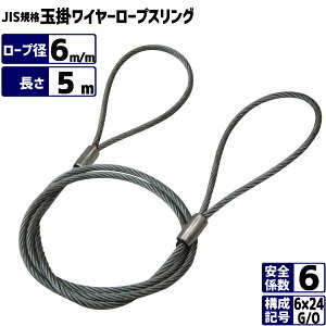 JIS�ʊ|���C���[���[�v 6×24G/O �a6m/m×����5m �ʊ|�����C���[���[�v6mm ���C�����[�v6×24G/O