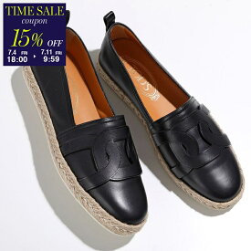 【7/11-9:59迄15％OFFクーポン対象】TODS トッズ エスパドリーユ KATE ケイト XXW66B0GT90MDL レディース レザー スリッポン ロゴ フラット シューズ 靴 B999/NERO XXW66B0GT90MDLB999【cp_fifte】