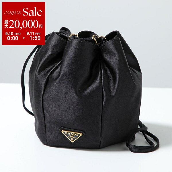 【最大2万円OFFクーポン対象・9/10～9/11-1:59迄】PRADA プラダ ハンドバッグ1BE103 AC4 レディース ショルダーバッグ 巾着 2WAY サテン トライアングルロゴ 鞄 F0002/NERO【dc_kikaku】