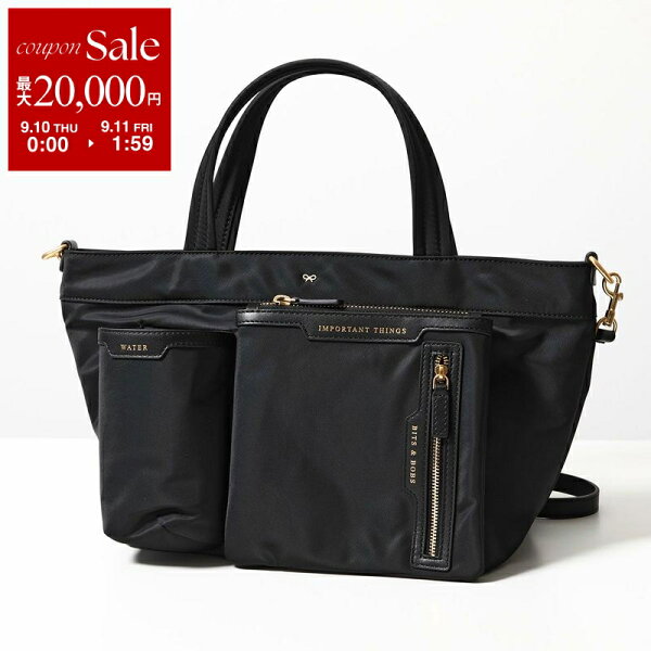 【最大2万円OFFクーポン対象・9/10～9/11-1:59迄】ANYA HINDMARCH アニヤハインドマーチ ハンドバッグ  ミニ マルチポケット トート 193474 レディース ショルダーバッグ ナイロン 鞄 Black 5050925193474【dc_kikaku】