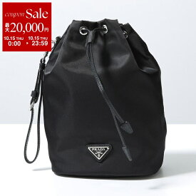 【最大2万円OFFクーポン対象・10/15限定】PRADA プラダ ポーチ 1NS369 R067 レディース Re-Nylon リナイロン 巾着バッグ リストレット付き トライアングルロゴ ドローストリング クラッチバッグ 鞄 F0002/NERO