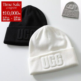 UGG アグ ニット帽 W 3D GRAPHIC LOGO BEANIE 21675 レディース 立体ロゴ ウールブレンド リブ ビーニー ニットキャップ 帽子 カラー3色