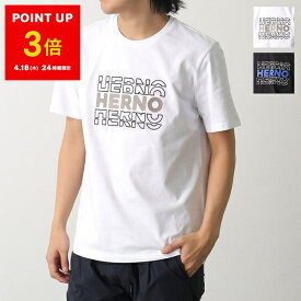 HERNO ヘルノ 半袖 Tシャツ JG000195U 52000 メンズ ロゴ 刺繍 コットン クルーネック メタルロゴプレート カラー2色【po_saan】