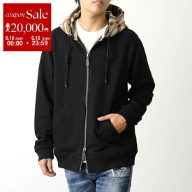 【6/15限定・最大2万円OFFクーポン配布中】BURBERRY バーバリー パーカー SAMUEL ZIP AB サミュエル 8060705 メンズ ジップアップ チェックフード ジップフーディー 長袖 スウェット BLACK