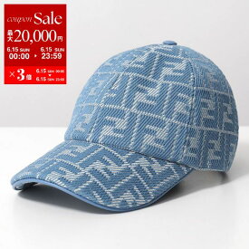 【6/15限定・最大2万円OFFクーポン配布中】FENDI フェンディ ベースボールキャップ FXQ330 AULV レディース ジャガード デニム FFロゴ刺繍 帽子 F0RU7/BLUE【po_sannn】