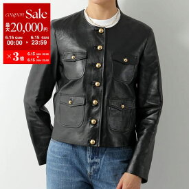 CELINE セリーヌ ジャケット 2F437305Q.38NO レディース トリオンフ レザー ノーカラー 長袖 胸ポケット ブラック【po_sannn】