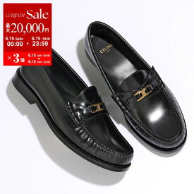 CELINE セリーヌ ローファー LUCO ルコ 335813602C.38NO レディース Triomphe トリオンフ レザー シューズ ロゴ 靴 BLACK【po_sannn】
