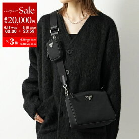 【6/18限定・最大2万円OFFクーポン配布中】PRADA プラダ ショルダーバッグ 2VH113 2DMH レディース TESSUTO+SAFFIAN ナイロン クロスボディ ポーチ付き ジャガードロゴベルト トライアングルロゴメタル 鞄 F0002/NERO【po_sannn】