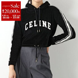 【6/20～22限定・最大2万円OFFクーポン配布中】CELINE セリーヌ パーカー 2Y12C748Q.38AW レディース プルオーバー ベルベット ベロア 長袖 ロゴパッチ ブラック