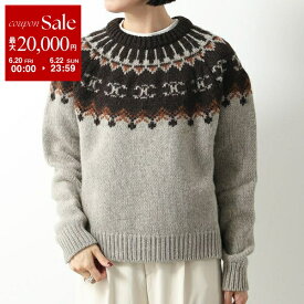 【6/20～22限定・最大2万円OFFクーポン配布中】CELINE セリーヌ セーター 2AD6W874P.08GR レディース ウール ニット トリオンフ ノルディック柄 クルーネック プルオーバー