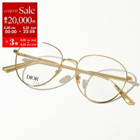 【6/20～22限定・最大2万円OFFクーポン配布中】Dior ディオール メガネ GemDiorO RU A000 CD50018U 030 レディース ボストン型 めがね 眼鏡 ロゴ 細フレーム メタルフレーム クリングスタイプ アイウェア 伊達メガネ ゴールド【po_sannn】
