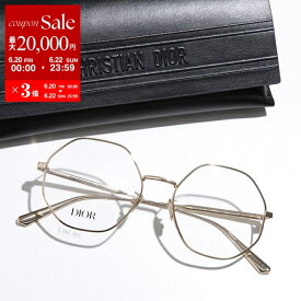 Dior ディオール メガネ GemDiorO R2U A800 B000 CD50019U 028 010 レディース ポリゴン ラウンド型 めがね 眼鏡 CDロゴ 細フレーム メタルフレーム クリングスタイプ アイウェア 伊達メガネ カラー2色