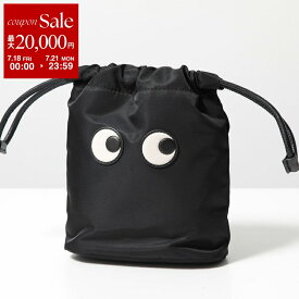 【7/18～21限定・最大2万円OFFクーポン配布中】ANYA HINDMARCH アニヤハインドマーチ 巾着バッグ DRAWSTRING POUCH EYES ドローストリング ポーチ アイズ 152983 193566 レディース ナイロン ポーチバッグ 鞄 BLACK