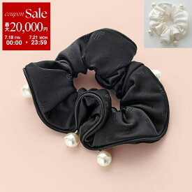 【7/18～21限定・最大2万円OFFクーポン配布中】ALEXANDRE DE PARIS アレクサンドル ドゥ パリ シュシュ TCHC-25T-A23 レディース シルク混 ジャガードロゴ パール ヘアゴム カラー2色