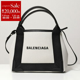 【7/13-7/15限定・最大2万円OFFクーポン配布中】BALENCIAGA バレンシアガ 390346 2HH3N NAVY CABAS XS AJ キャンバス トートバッグ ショルダーバッグ ポーチ付き 鞄 9260/NATURAL-BLACK レディース