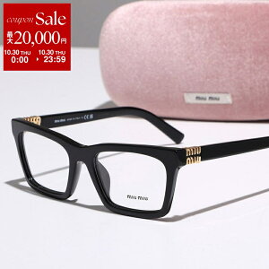 【10/30限定・最大2万円OFFクーポン配布中】MIUMIU ミュウミュウ メガネ VMU 04W レディース スクエア型 セルフレーム フルリム めがね 眼鏡 メタルロゴ アイウェア 伊達メガネ 黒縁メガネ 16K-1O1/BL