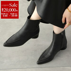 【10/30限定・最大2万円OFFクーポン配布中】ATELIER BRUGGE アトリエブルージュ ショートブーツ 25PS-47 レディース ステッチポインテッド レザー ブーティ シューズ 靴 ブラック