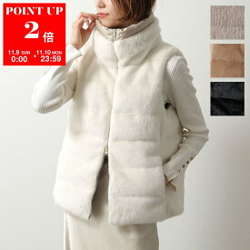 HERNO ヘルノ ダウンベスト PI002122D 12630 レディース エコファー ミディアム丈 中綿 撥水 スタンドカラー ボア ムートン カラー4色 PI002122D126301985